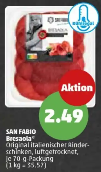 PENNY SAN FABIO Bresaola 70 g Packung Angebot