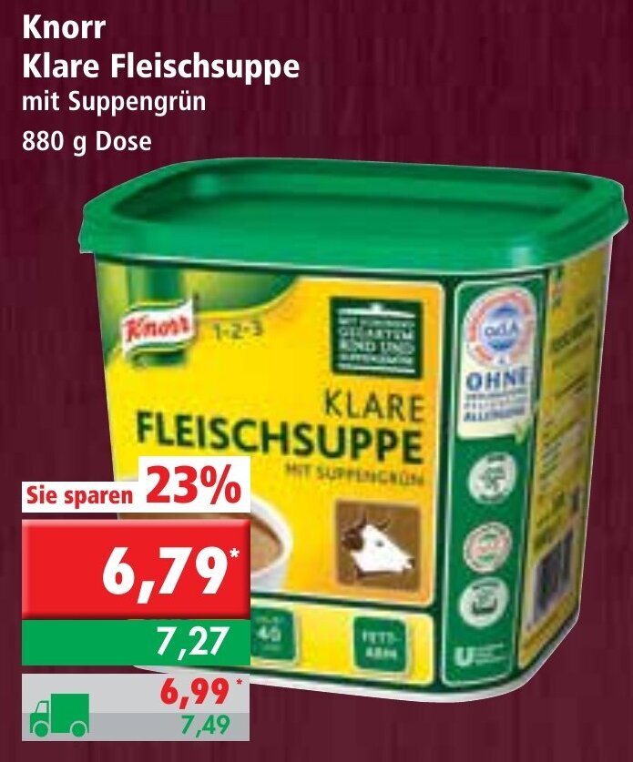 Knorr Klare Fleischsuppe 880g Dose Angebot bei L. STROETMANN GROSSMARKT