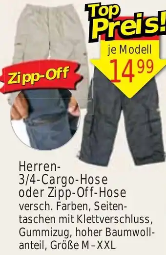 Wiglo Wunderland Herren-3/4-Cargo-Hose oder Zipp-Off-Hose Angebot