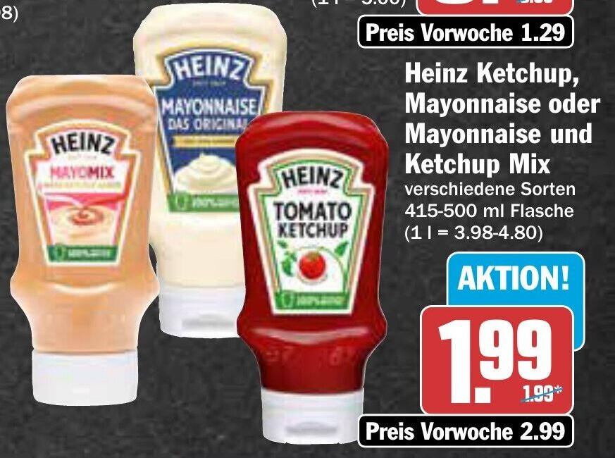Heinz Ketchup, Mayonnaise oder Mayonnaise und Ketchup Mix 415500ml
