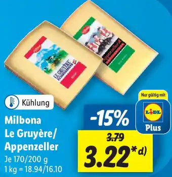 Lidl Milbona Le Gruyère/ Appenzeller 170/200 g Angebot