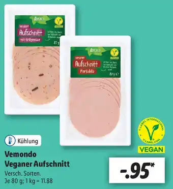 Lidl Vemondo Veganer Aufschnitt 80 g Angebot