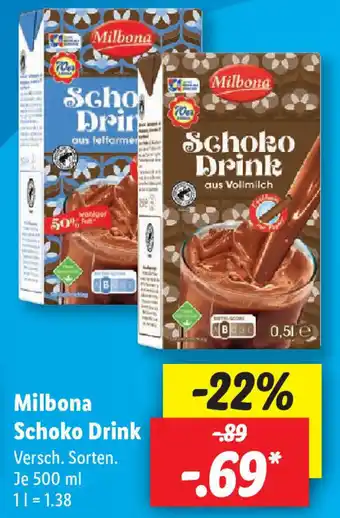 Lidl Milbona Schoko Drink 500 ml Angebot