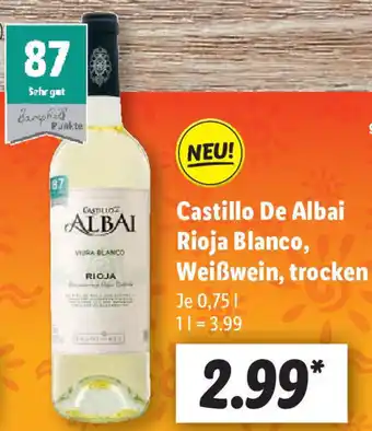 Lidl Castillo De Albai Rioja Blanco, Weißwein, trocken 0,75 L Angebot