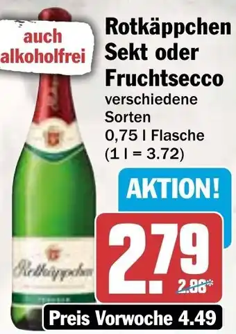 Hit Rotkäppchen Sekt oder Fruchtsecco 0,75 L Flasche Angebot