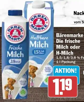 Hit Bärenmarke Die frische Milch oder Milch oder H-Milch 1L Packung Angebot