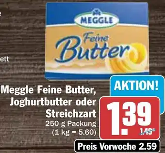 Hit Meggle Feine Butter, Joghurtbutter oder Streichzart 250 g Packung Angebot