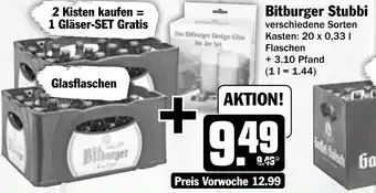 Hit Bitburger Stubbi 20x0,33 L Flaschen Angebot