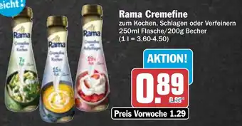 Hit Rama Cremefine 250 ml Flasche/200 g Becher Angebot