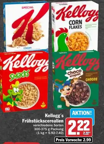 Hit Kellogg's Frühstückscerealien 300-375 g Packung Angebot