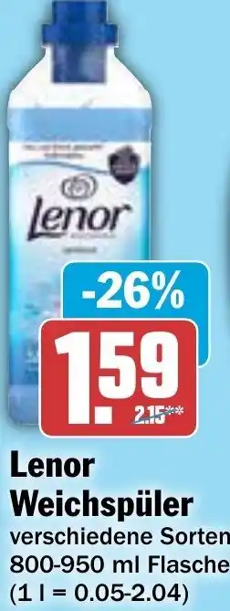 Hit Lenor Weichspüler 800-950 ml Flasche Angebot