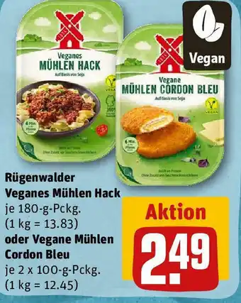 REWE Rügenwalder Veganes Mühlen Hack 180g oder Veganes Mühlen Cordon Bleu 2 x 100g Angebot