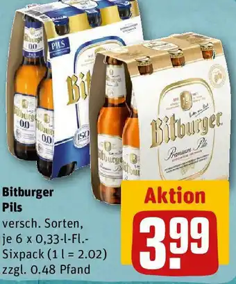 REWE Bitburger Pils 6x0,33l Angebot