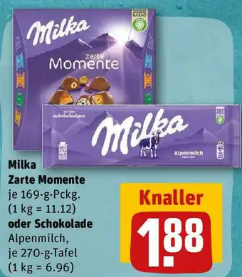 REWE Milka Zarte Momente 169g oder Schokolade 270g Angebot