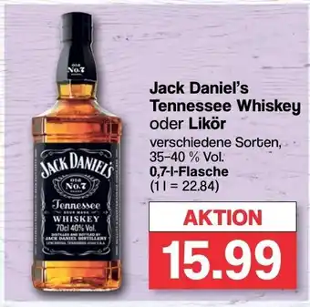 Famila Nord West Jack Daniel's Tennessee Whiskey oder Likör 700ml Angebot