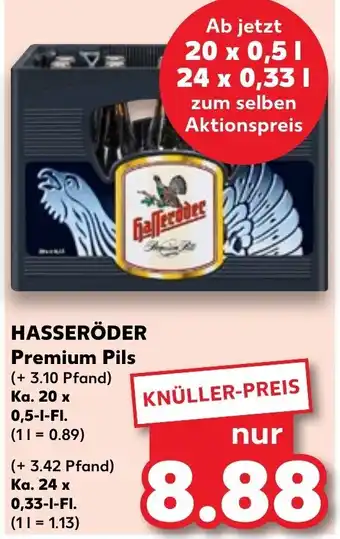 Kaufland HASSERÖDER Premium Pils 20*500/24*330ml Angebot