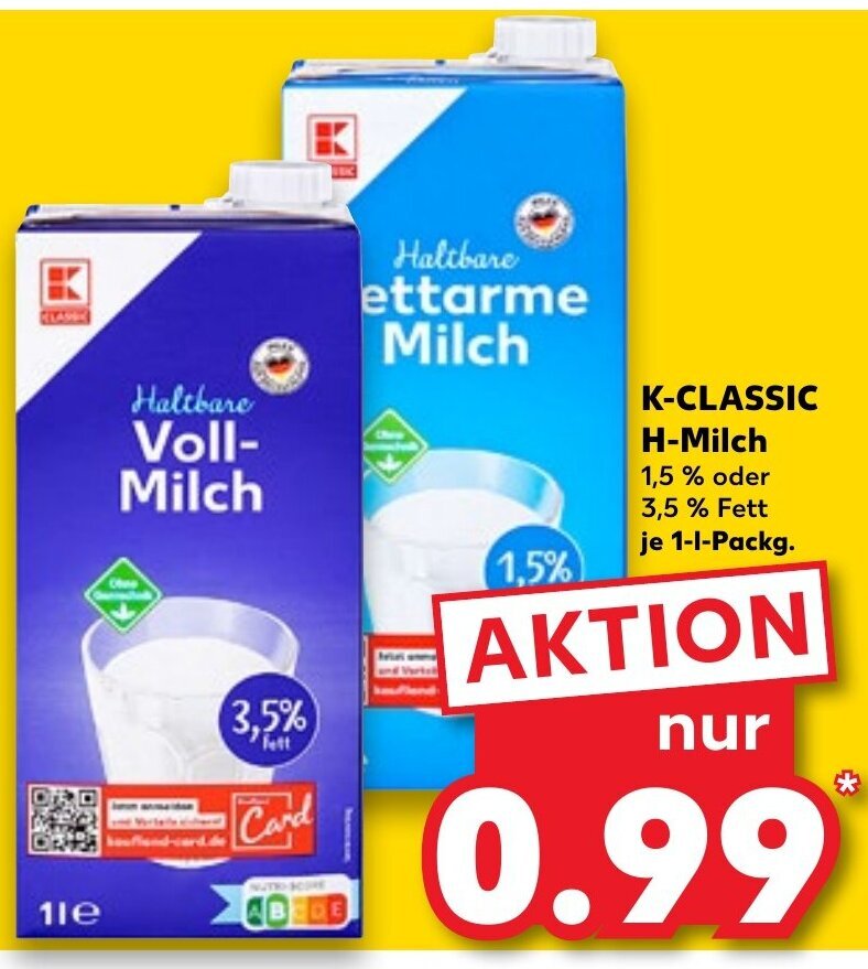 Kaufland K-CLASSIC H-Milch 1L Angebot