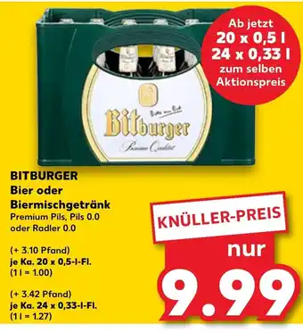 Kaufland Bitburger Bier oder Biermischgetränk 20*500/24*330ml Angebot