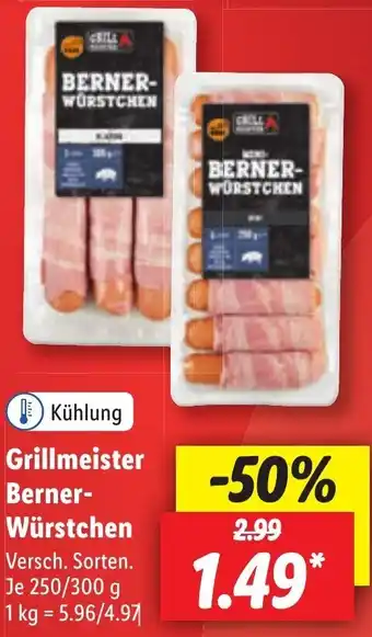 Lidl Grillmeister Berner-Würstchen 250/300 g Angebot