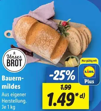 Lidl Unser BROT Bauernmildes 1 kg Angebot