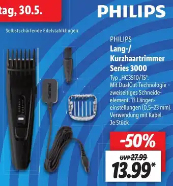 Lidl PHILIPS Lang-/ Kurzhaartrimmer Series 3000 Angebot