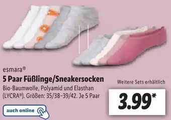 Lidl esmara® 5 Paar Füßlinge/Sneakersocken Angebot