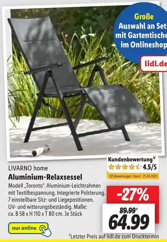 Lidl LIVARNO home Aluminium-Relaxsessel Angebot