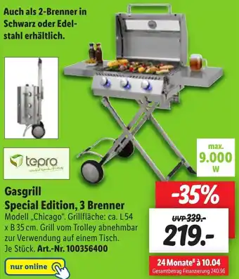 Lidl tepro Gasgrill Special Edition, 3 Brenner Angebot