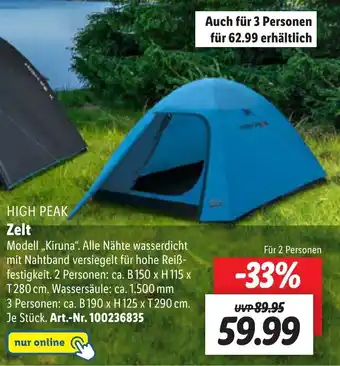 Lidl HIGH PEAK Zelt Angebot