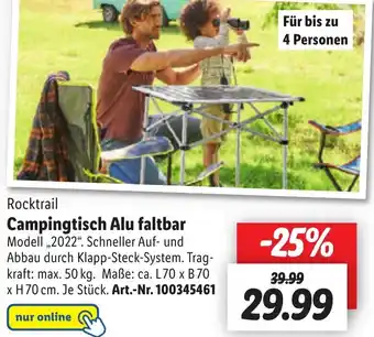 Lidl Rocktrail Campingtisch Alu faltbar Angebot