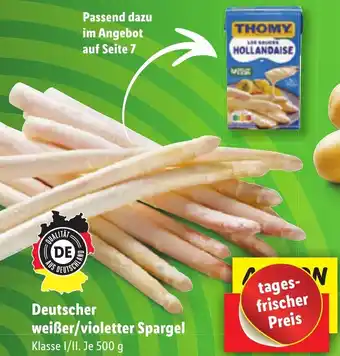 Lidl Deutscher weißer/violetter Spargel 500 g Angebot