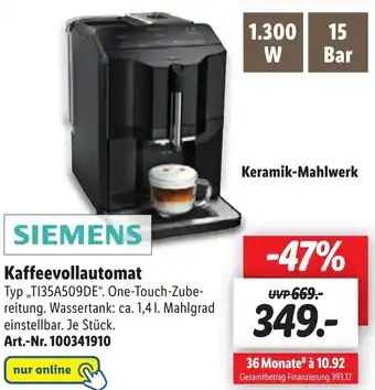 Lidl SIEMENS Kaffeevollautomat ,,T135A509DE" Angebot