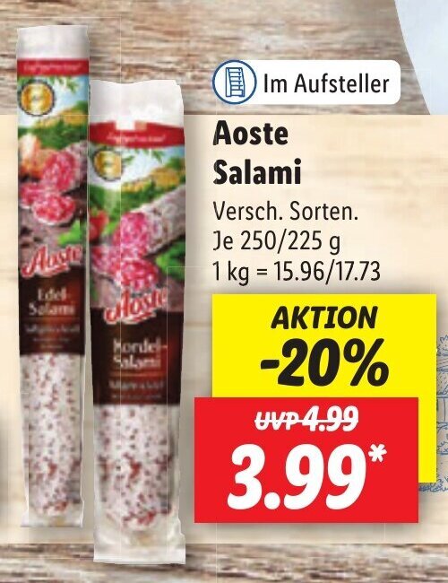 Lidl Aoste Salami 250/225 g Angebot