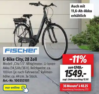 Lidl FISCHER E-Bike City, 28 Zoll Angebot