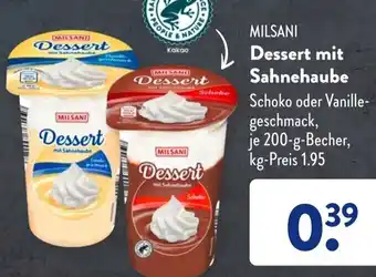 Aldi Süd MILSANI Dessert mit Sahnehaube 200 g Becher Angebot