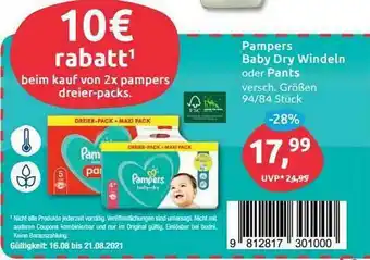 Budni Pampers Baby Dry Windeln Oder Pants Angebot