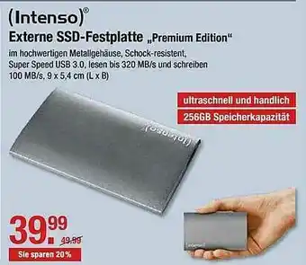 V Markt Intenso Externe Ssd Festpaltte „premium Edition” Angebot