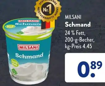 Aldi Süd MILSANI Schmand 200 g Becher Angebot