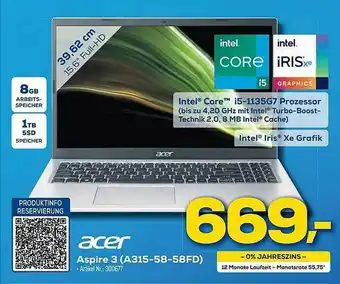 Euronics Berlet Acer Aspire 3 A315-58-58fd Angebot