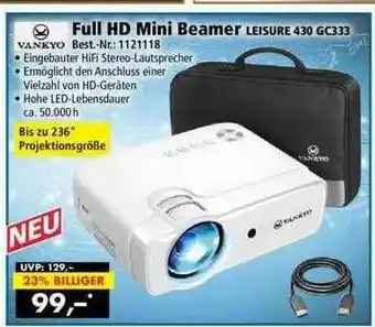 Norma24 Vankyo Full Hd Mini Beamer Leisure 430 Gc333 Angebot