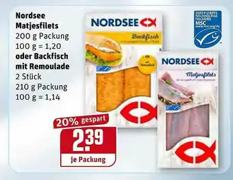 REWE Nordsee Matjesfilets Oder Backfisch Mit Remoulade Angebot