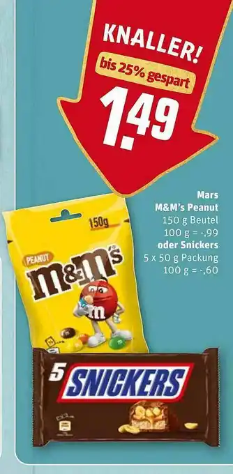 REWE Mars M&m's Peanut Oder Snickers Angebot