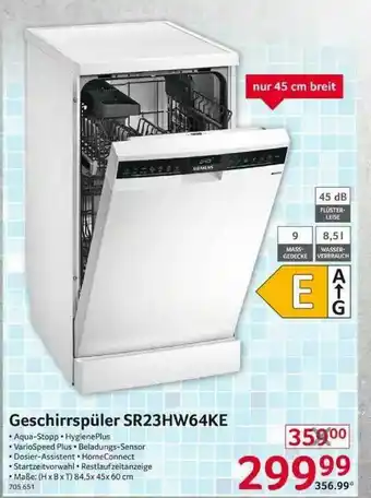 Selgros Geschirrspüler Sr23hw64ke Angebot