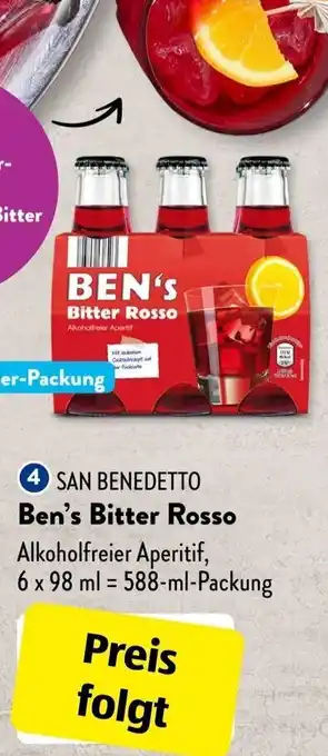 Aldi Süd SAN BENEDETTO Ben's Bitter Rosso 588 ml Packung Angebot