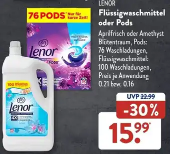 Aldi Süd LENOR Flüssigwaschmittel oder Pods Angebot