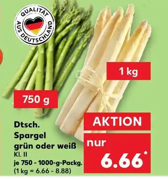 Kaufland Spargel grün oder weiß 750g-1kg Angebot