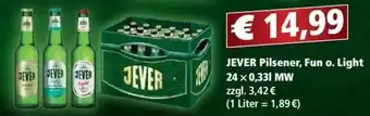 alldrink JEVER Pilsener, Fun o. Light 24 x 0,33 L Angebot