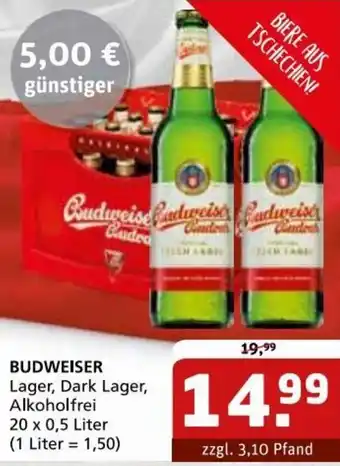Getränke Quelle BUDWEISER Lager, Dark Lager, Alkoholfrei 20 x 0,5 Liter Angebot