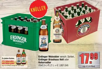 alldrink Erdinger Weissbier, Erdinger Brauhaus Hell oder Naturradler 20x0,5 L-Fl. Angebot