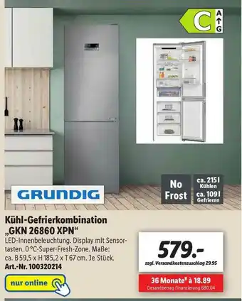 Lidl Grundig Kühl- Gefrierkombination Gkn 26860xpn Angebot